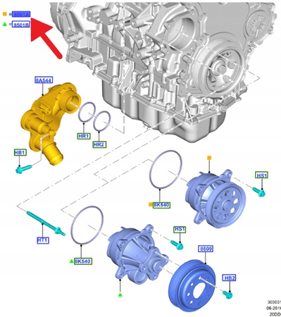 POMPA WODY 2.0 ECOBLUE FORD CUSTOM TRANSIT 2019- OE 2650930 _ KK2Q-8501-AC