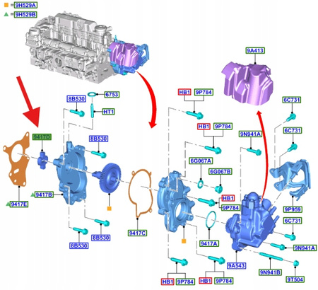 KRZYŻAK POMPY WTRYSKOWEJ 2.0 TDCI FOCUS KUGA 14- OE 1892646 _ DS7Q-9417-FA