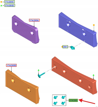 ZESTAW ŚRUB DO TABLICY REJESTRACYJNEJ FORD MUSTANG 4907338 _ AR33-17A386-AA