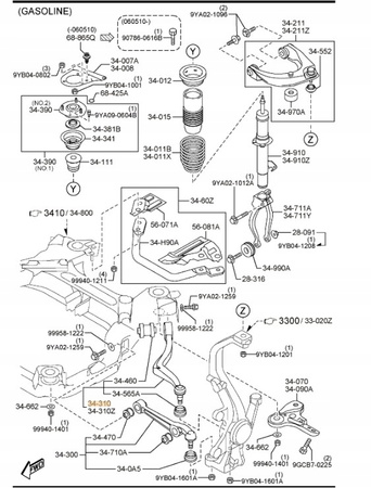 Wahacz zawieszenie koła - Mazda 6 GG / GY_GR1A34J00