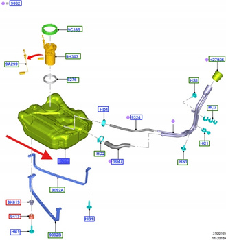 ZBIORNIK PALIWA FORD FOCUS 1.6DURATEC MK3 MK4 2012- 2330657 _ AV61-9002-AD