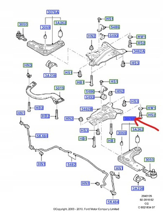 WAHACZ PRZEDNI LEWY FORD KA Mk1 1996-2008_1448622-97KB-3051-EC