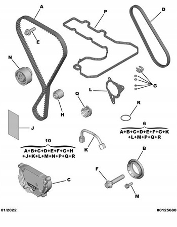 ROZRZĄD KPL CITROEN DS4 208 1.2 PURETECH TURBO OE 1654515880