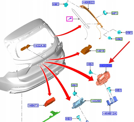 ZAMEK KLAPY BAGAŻNIKA FORD FOCUS EDGE KUGA 2087194 _ DS7A-N442A66-AD