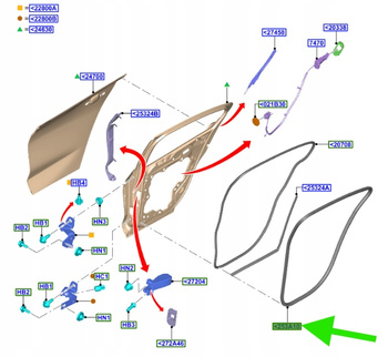 USZCZELKA DRZWI TYŁ L P FORD FOCUS HB SEDAN 2018- 2438846 _ JX7B-A253A10-AF