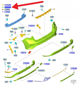 ŚLIZG ZDERZAKA LEWY TYŁ FORD FOCUS HATCHBACK 18- 2379796 _ JX7B-17D981-A1C