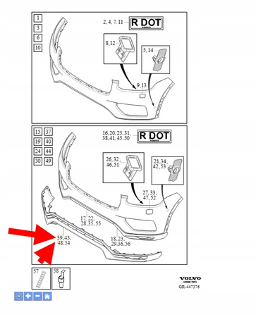DOKŁADKA SPOILER ZDERZAKA PRZÓD VOLVO XC90 2016-2019 OEM/OE 39835485