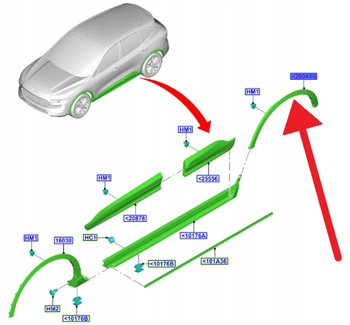 LISTWA BŁOTNIKA LEWY TYŁ ST-LINE KUGA 2022- 2657231 _ NV4B-S286D03-ABPRAA