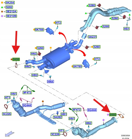 USZCZELKA WYDECHU 2.7 3.0 FORD BRONCO 2021- OE 5902325 _ MB33-9451-BA