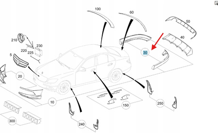 SPOILER LISTWY ZDERZAKA TYŁ MERCEDES C W204 OE A2048800008