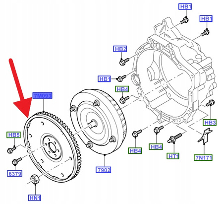 KOŁO ZAMACHOWE Z KOŁEM KORONOWYM FORD FOCUS KUGA 2634111 _ 1S7P-6375-DB