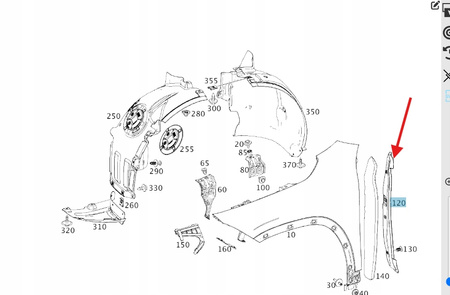 PRAWA OSŁONA ZAŚLEPKA BŁOTNIKA MERCEDES B klasa W247 OE A2478890500