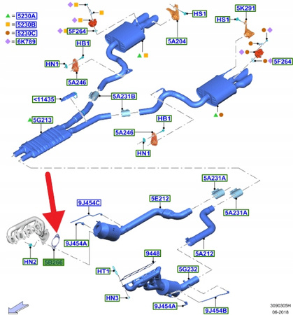 USZCZELKA KOLEKTORA WYDECHOWEGO 5.0 MUSTANG 15- OE 5109404 _ BR33-5B266-AE