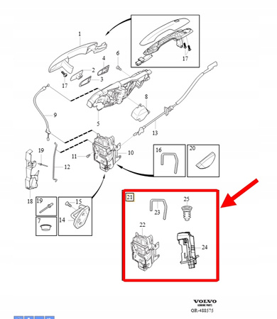 ZESTAW ZAMEK DRZWI PRAWY PRZÓD VOLVOXC90 2016- XC60 XC40 OEM/OE 32353632
