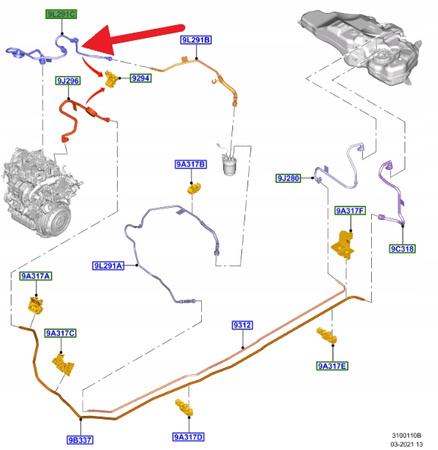 PRZEWÓD PALIWA 1.5 TDCi FORD FOCUS 2018- OE 2469941_ JX61-9J328-DE