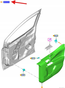 POSZYCIE DRZWI PRZÓD LEWA STR FORD TRANSIT 14- 2540093 _ ET76-V23943-DP35BL