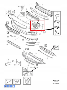 ŚLIZG MOCOWANIE ZDERZAKA REFLEKTORA LEWA VOLVO S60 V60 2014- OE 31323840