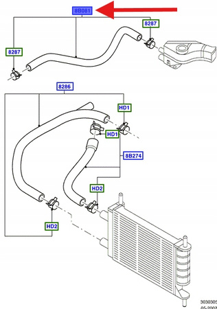 PRZEWÓD ZBIORNIKA WYRÓWNAWCZEGO 1.3 FORD KA 1996- 1046419 _ 97KB-8K012-AE