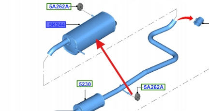 TŁUMIK FORD FIESTA 2012- 2017 1.0L ECOBOOST 2180150 _ CV21-5K244-GB