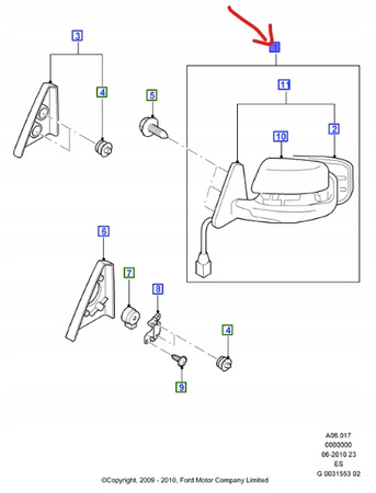 LUSTERKO ZEWNĘTRZNE PRAWE FORD RANGER Mk4_4986862_8M34-17682-AFA