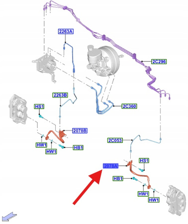 PRZEWÓD HAMULCOWY LEWY PRZÓD FORD MUSTANG 2017- 2197776 _ JR33-2B557-DA