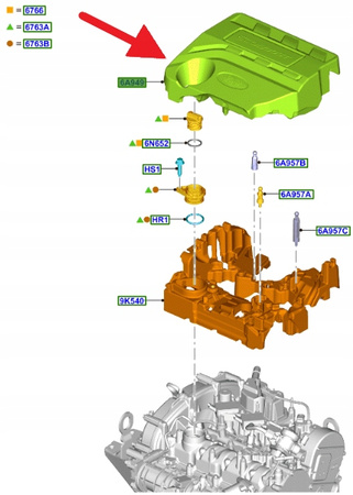 GÓRNA POKRYWA SILNIKA 1.0 EB FORD FIESTA PUMA 2019- 2350847 _ L1BG-6A949-AA