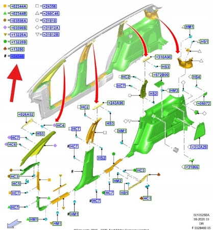 WYKOŃCZENIE SŁUPKA B FORD SMAX GALAXY 2017- OE 2267382 _ EM2B-R243W06-BA3Z