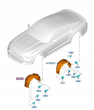 NADKOLE PRZEDNIE LEWE FORD MUSTANG Mk6 2015 - 2017 _ 5325393 _ FR3B-16A563-AE