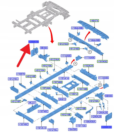 WZMOCNIENIE TYLNE BOKU NADWOZIA FORD TRANSIT 19- 2367154 _ KK31-V200K17-AA