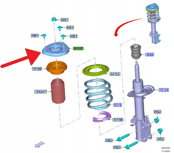 MOCOWANIE GÓRNE AMORTYZATORA PRZÓD KUGA 2020- 2376754 _ JX61-3K155-BEB