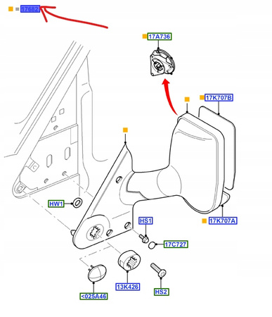 LUSTERKO ZEWNĘTRZNE PRAWE ELEKTR TRANSIT 2006- OE 1819092 _ 6C11-17682-PK