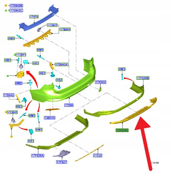 SPOJLER ZDERZAKA TYŁ FORD FOCUS KOMBI 2018- OE 2351352 _ JX7B-N17D781-JB