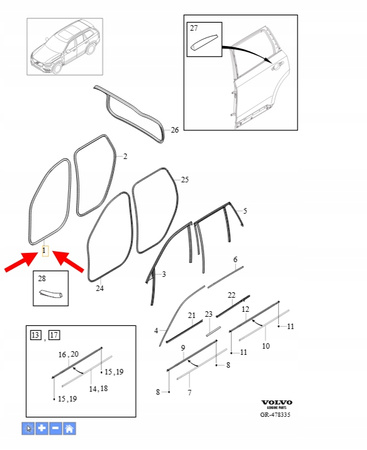 USZCZELKA KAROSERYJNA DRZWI PRZEDNICH VOLVO XC90 2016- OEM/OE 32342436