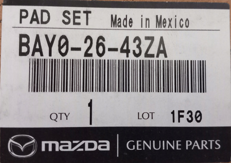 Klocki hamulcowe tył - Mazda 3 BM/BN Mazda CX-3 DK_BAY02643ZA