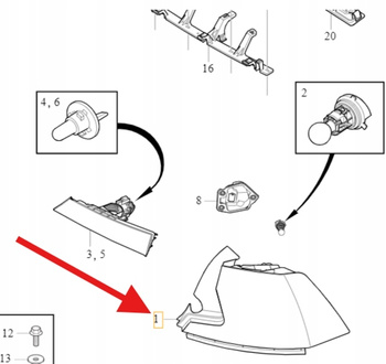 LAMPA TYLNA PRAWA W BŁOTNIK VOLVO S90 2017- OE 31698713