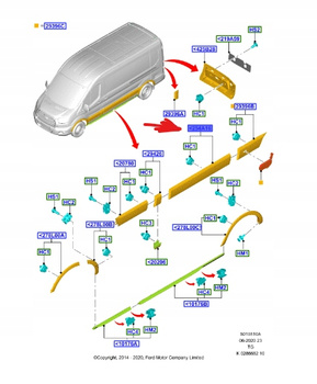 LISTWA DRZWI PRZESUWNYCH RH TRANSIT MK7 MK8 2309370 _ BK31-V254A16-AG5YZ9