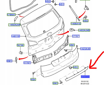 UCHWYT OTWIERANIA KLAPY TYŁ FORD MONDEO MK4 2007- _ 1481845 _ 7S71-N43400-BA56DY