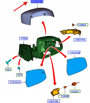 OBUDOWA LUSTERKA PRAWA FOCUS MK3 2011 -2013 1735407 _ BM51-17K746-AAC3AD