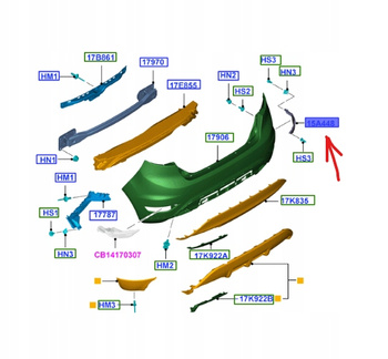 ODBLASK ZDERZAKA TYLNEGO FORD FIESTA MK7 MK8 1552734 _ 8A61-17E847-AB