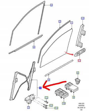 PODNOŚNIK SZYBY PRZEDNIEJ RH FORD MONDEO 2000-  _ 1417697 _ 1S71-F23200-BX 