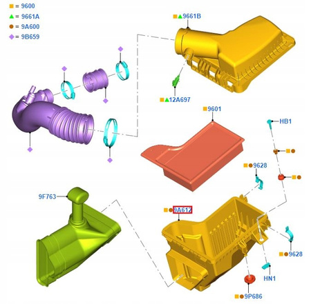 OBUDOWA FILTRA POWIETRZA DOLNA 2.3L 5.0L MUSTANG Mk6 2015- _ 5299435 _ FR3C-9A612-AC