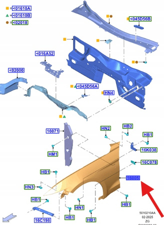 BŁOTNIK PRZÓD LEWY FORD MUSTANG MK6 2017- OE 2240314 _ JR3B-16006-AK
