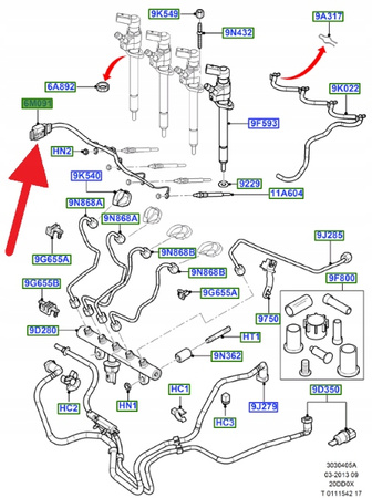 PRZEWÓD ŚWIEC ŻAROWYCH 2.0 TDCI FORD MONDEO SMAX OE 1313810 _ 3M5Q-6M091-BB