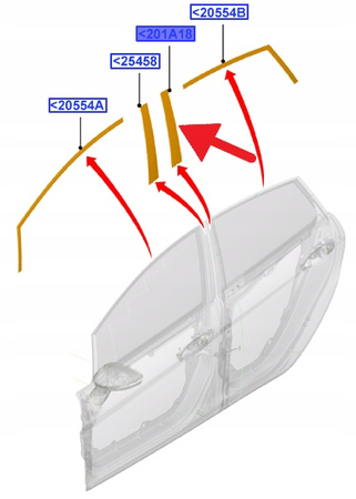 NAKLEJKA SŁUPKA DRZWI LEWY TYŁ FORD FIESTA 08- OE 1717208 _ 8A61-A247B57-AD