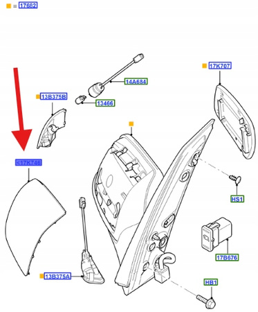 OBUDOWA LUSTERKA PRAWA FORD C-MAX 2003- 08 OE 1320010 _ 3M51-17K746-BBJA