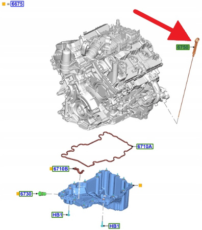 MIARKA POZIOMU OLEJU 2.7 EB FORD BRONCO 2021- OE 2631656 _ FT4E-6750-BG