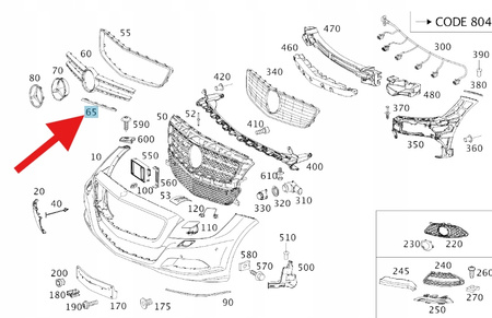 LEWA LISTWA ATRAPY ZDERZAKA PRZÓD CHROM MERCEDES CLS W218 OE A2188850321