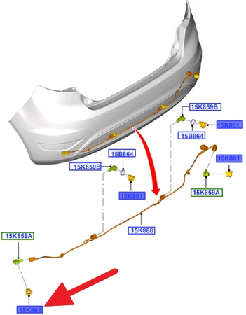 UCHWYT CZUJNIKA PDC TYŁ FORD FIESTA 2012- OE 1818623 _ C1BT-15D851-BA