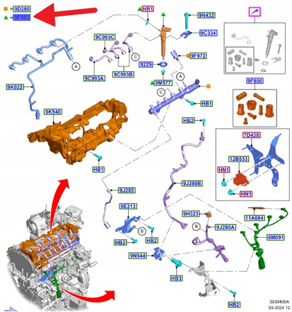 WTYSKIWACZ PALIWA 2.0 ECOBLUE FORD EDGE SMAX 18- OE 2273641 _ JG9Q-9K546-AA