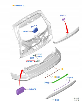 ZACZEP KLAPA TYŁ FORD KUGA Mk2 / ESCAPE 2016-_2012596_GJ54-S404B12-AB
